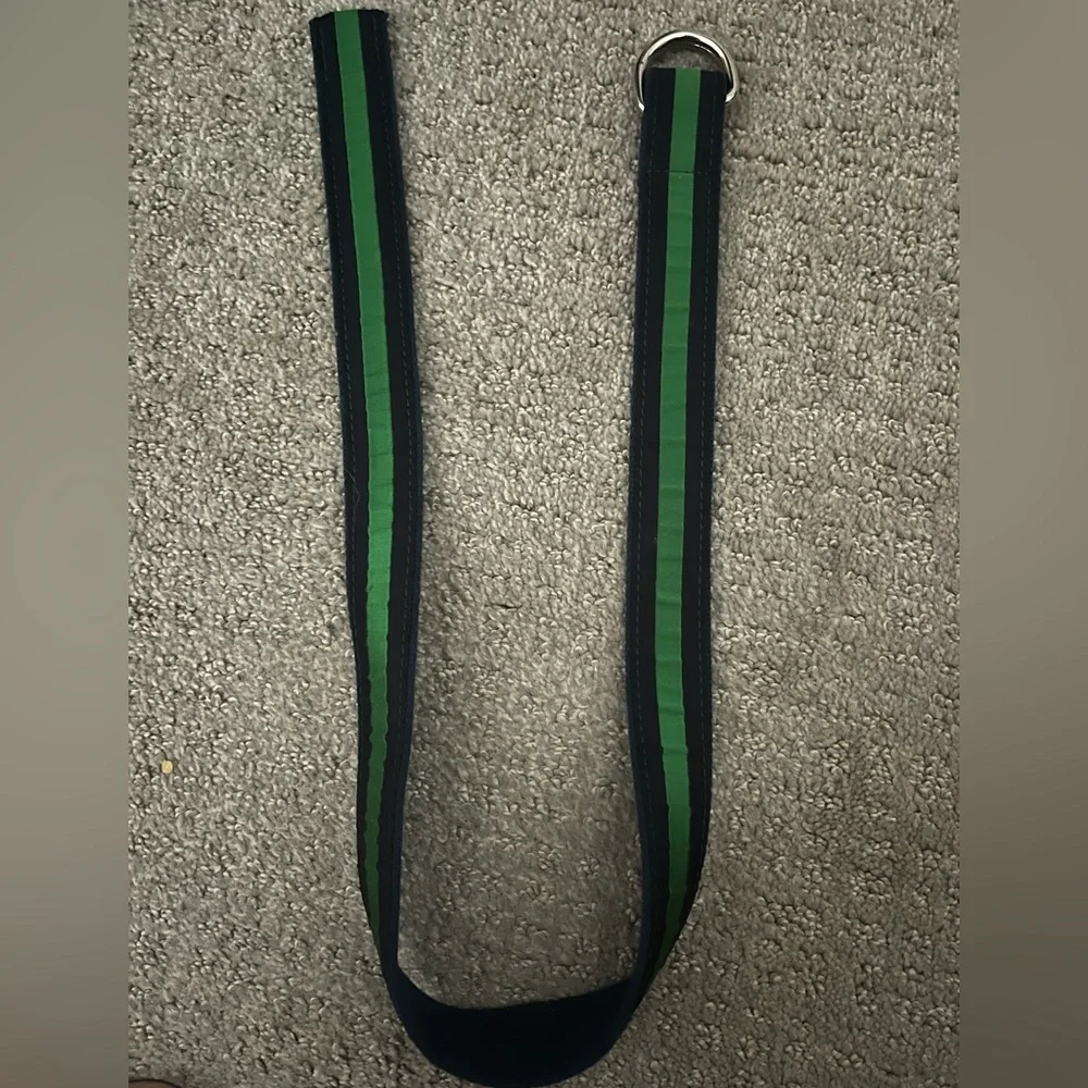 The Belted Cow Boys Green and Navy Striped Belt Size L